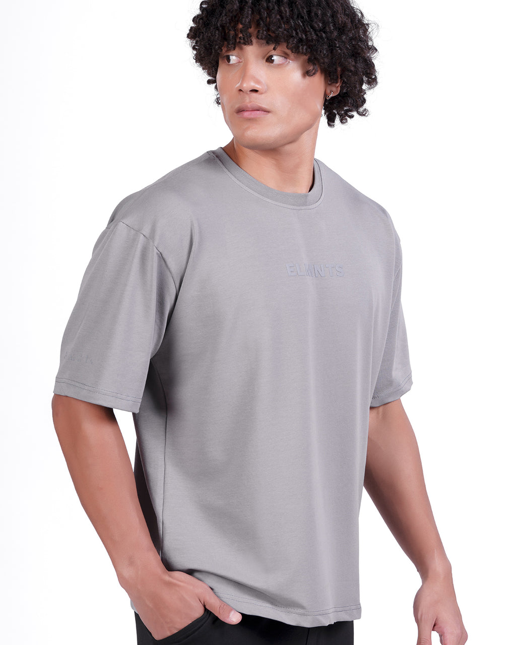 Stone Grey Oversized Tee — Signature - 2